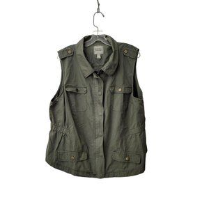 Rachel Hollis Olive Green Cargo Cotton Vest Size 1X